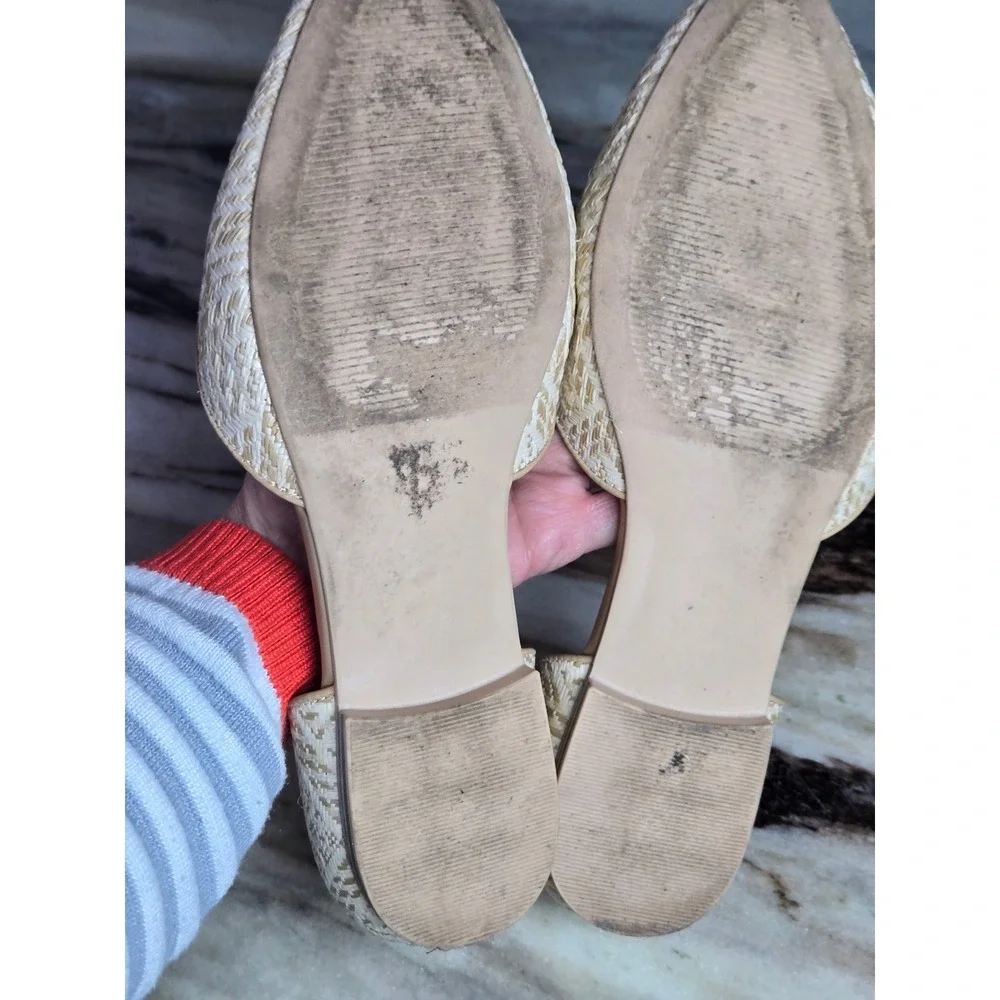 Isaac Mizrahi New‎ York Woven Geometric d'Orsay Pointed Toe Flats Beige Cream 10